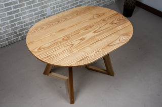 Racetrack Ash Dining Table with Chevron Legs