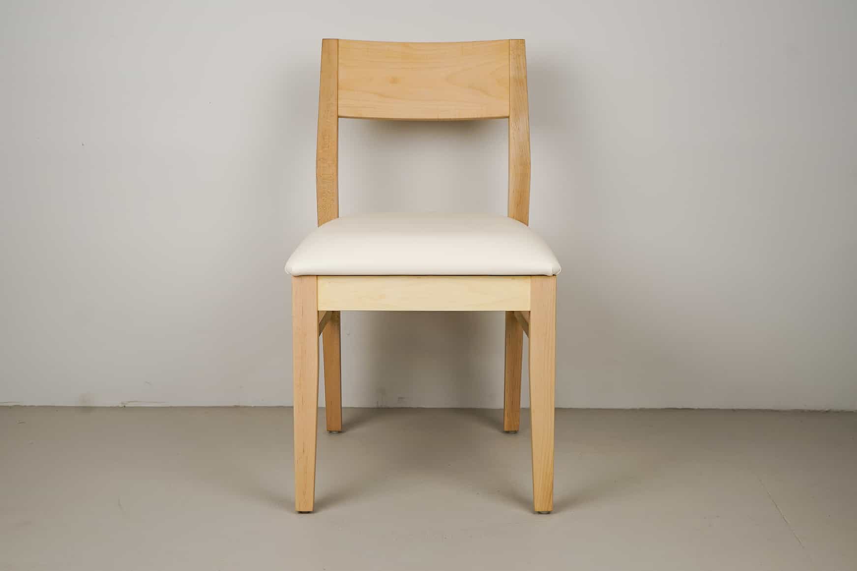 cloud faux leather seat on natural maple chair