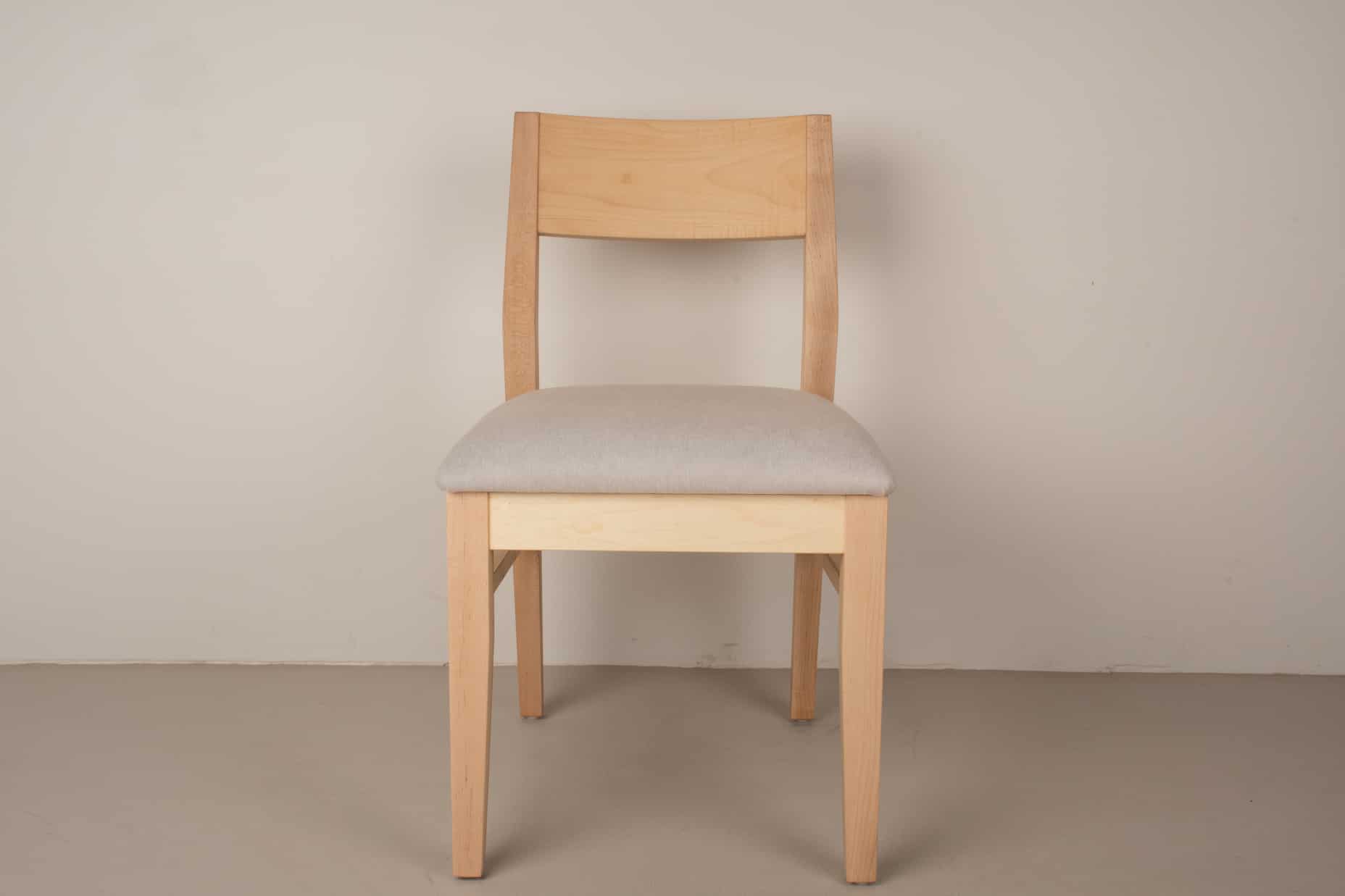 dove fabric seat on natural maple chair