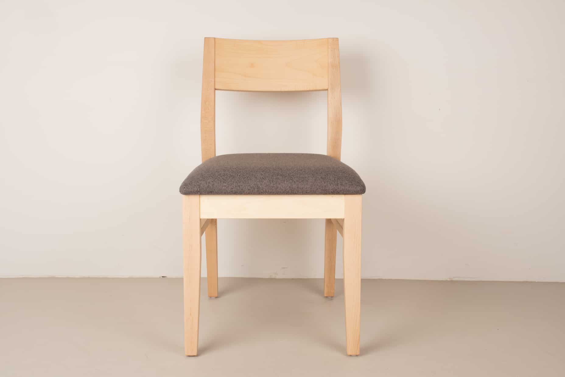graphite faux leather seat on natural maple chair