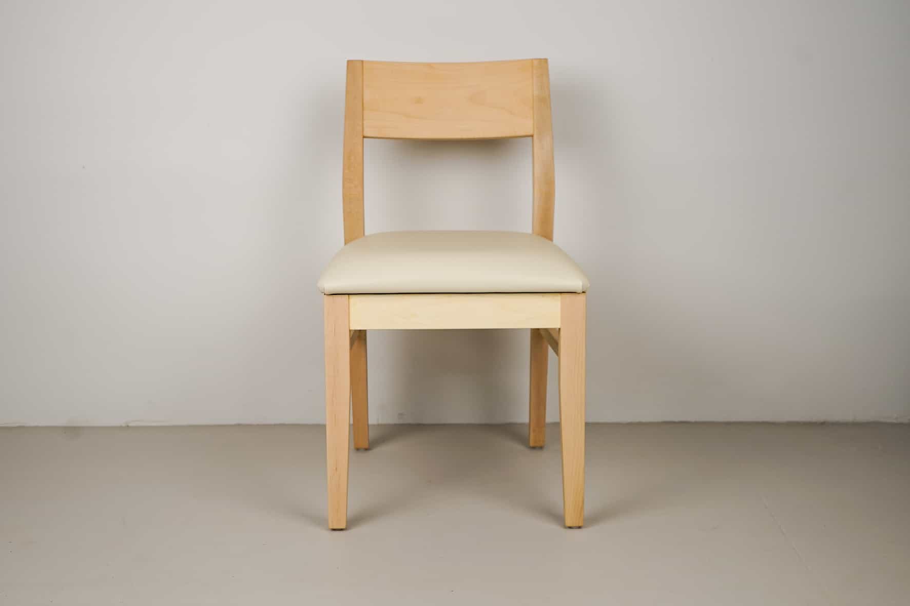 moon leather seat on natural maple chair