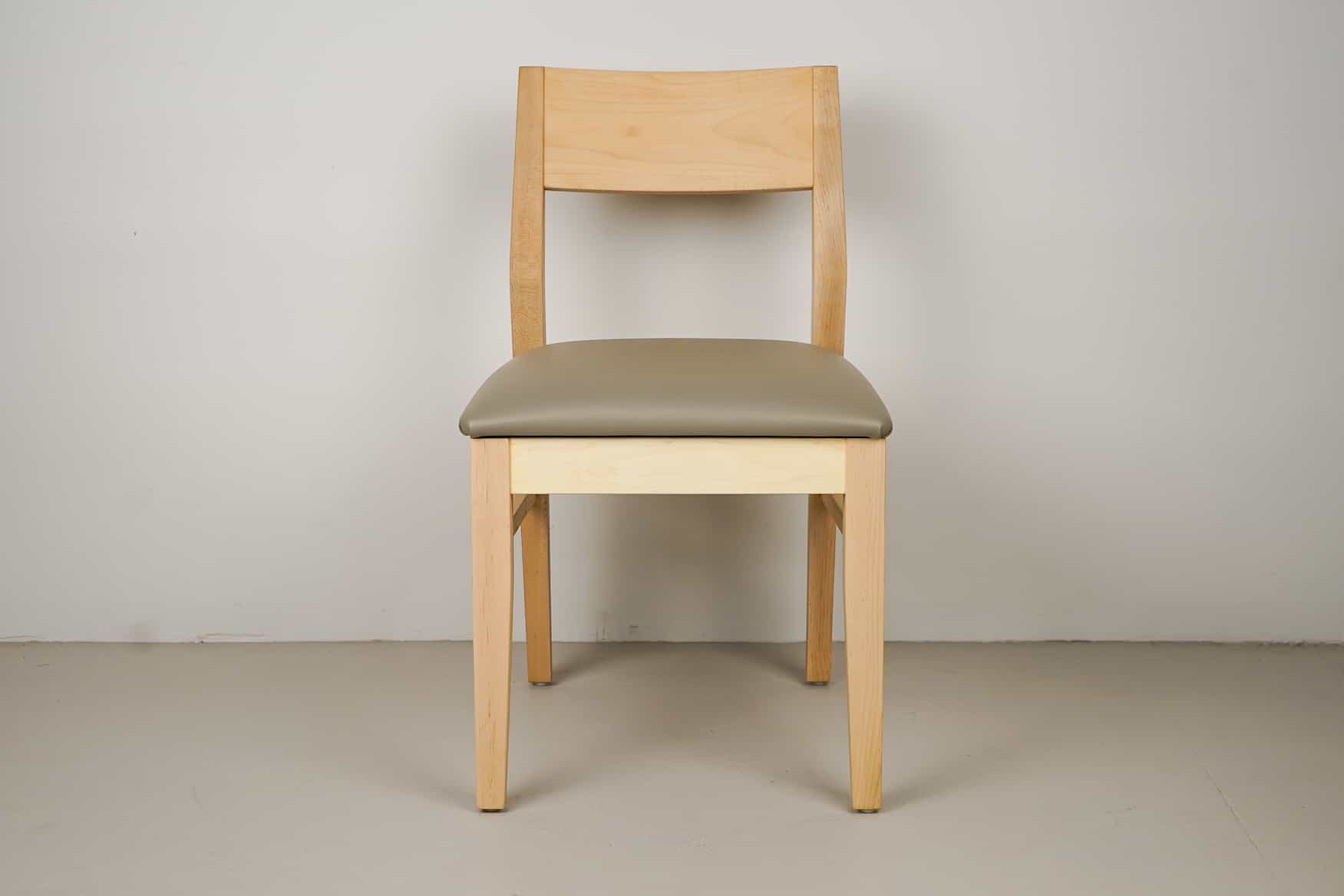 stone faux leather seat on natural maple chair
