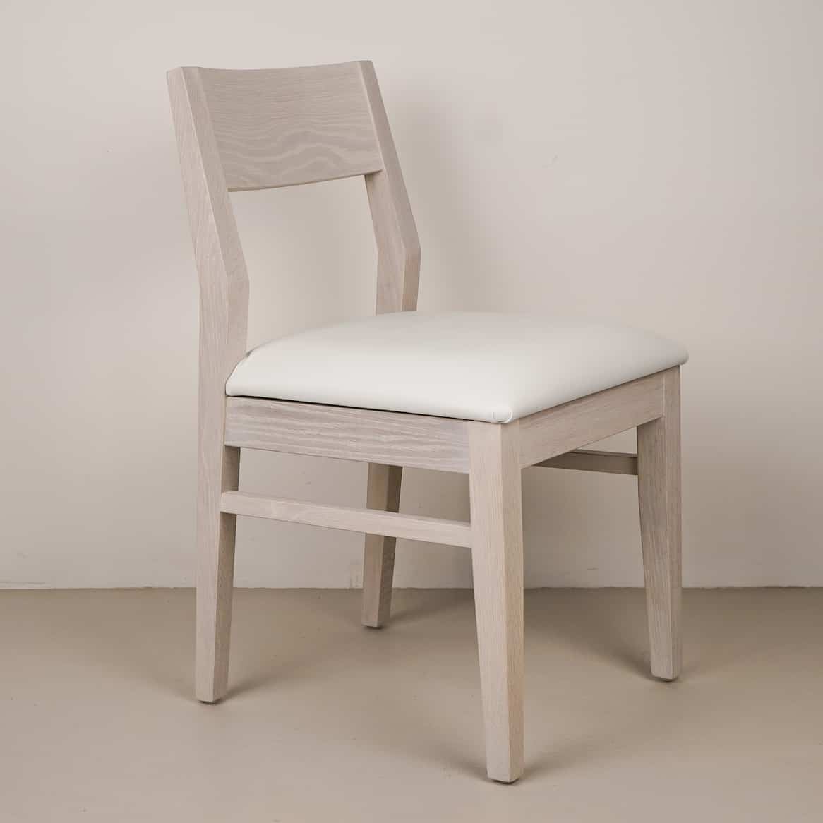 cloud faux leather seat on white oak chair