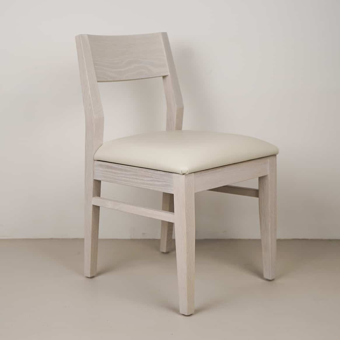 moon leather seat on white oak chair