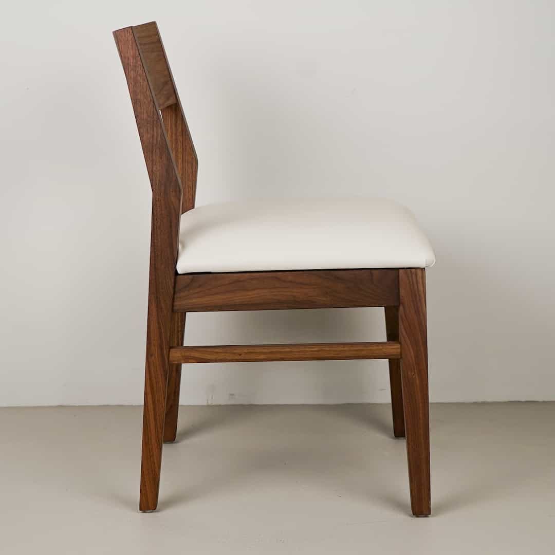 cloud faux leather seat on walnut chair