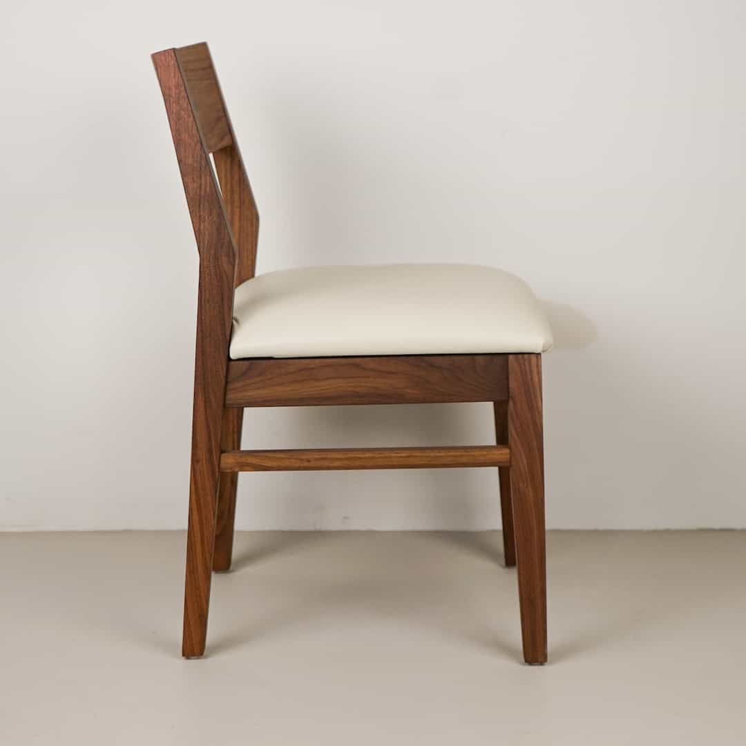 moon leather seat on walnut chair