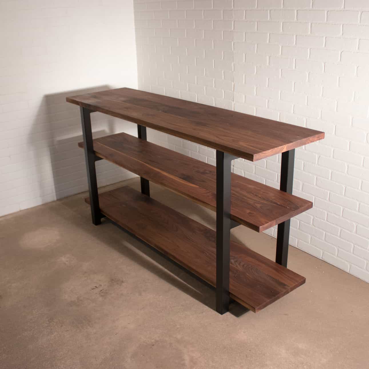 3 shelf walnut bookshelf
