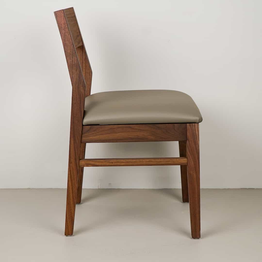 stone faux leather seat on walnut chair