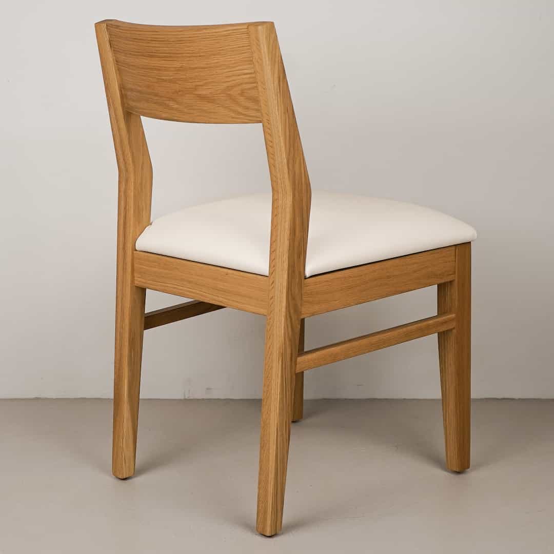 cloud faux leather seat on natural oak chair