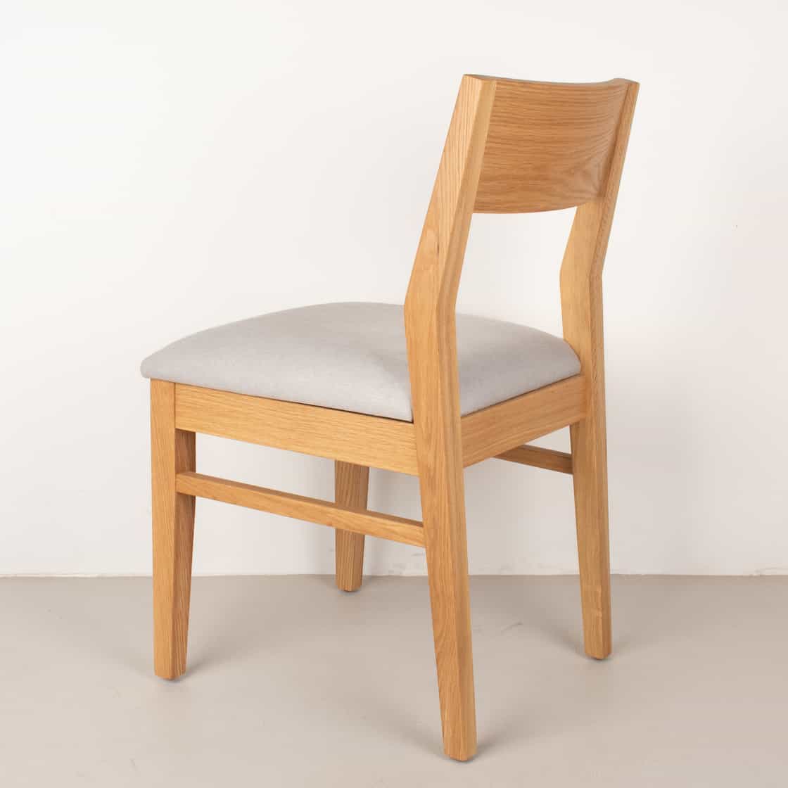 dove fabric seat on natural oak chair