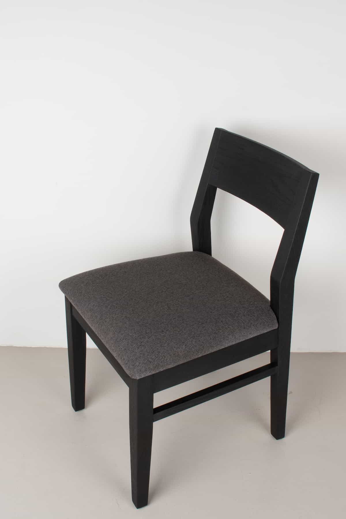 graphite faux leather seat on black oak chair