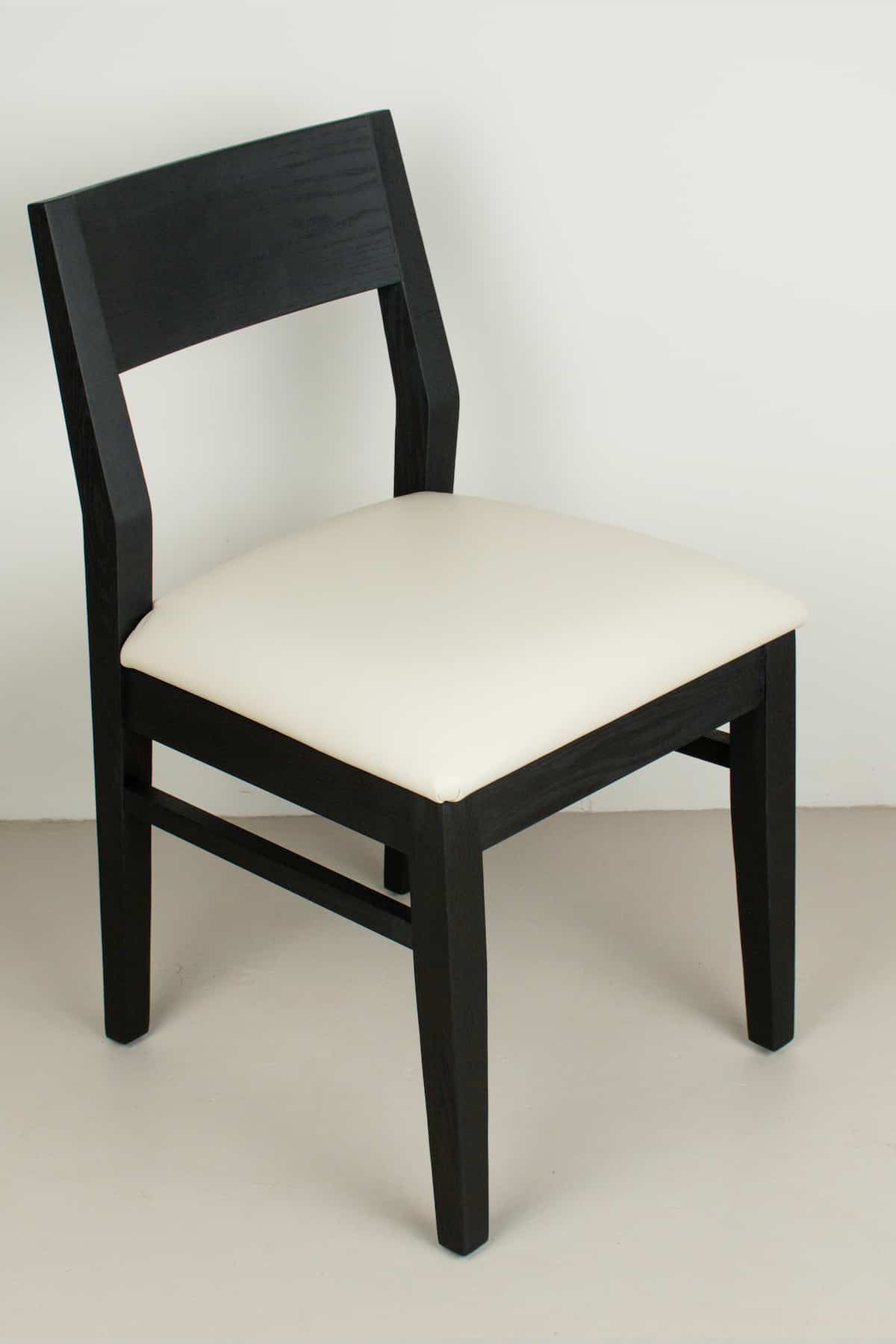 moon leather seat on black oak chair