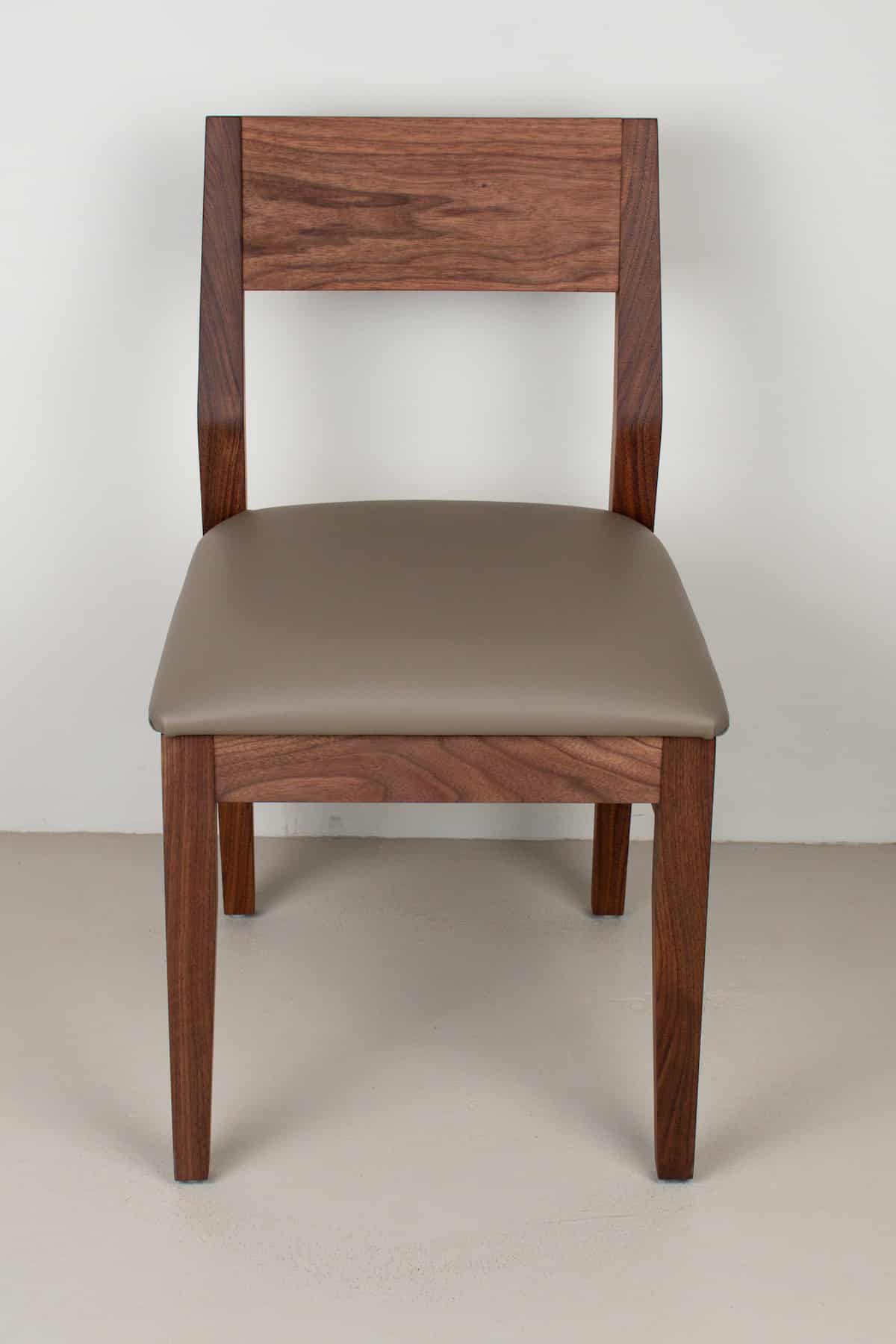 stone faux leather seat on walnut chair