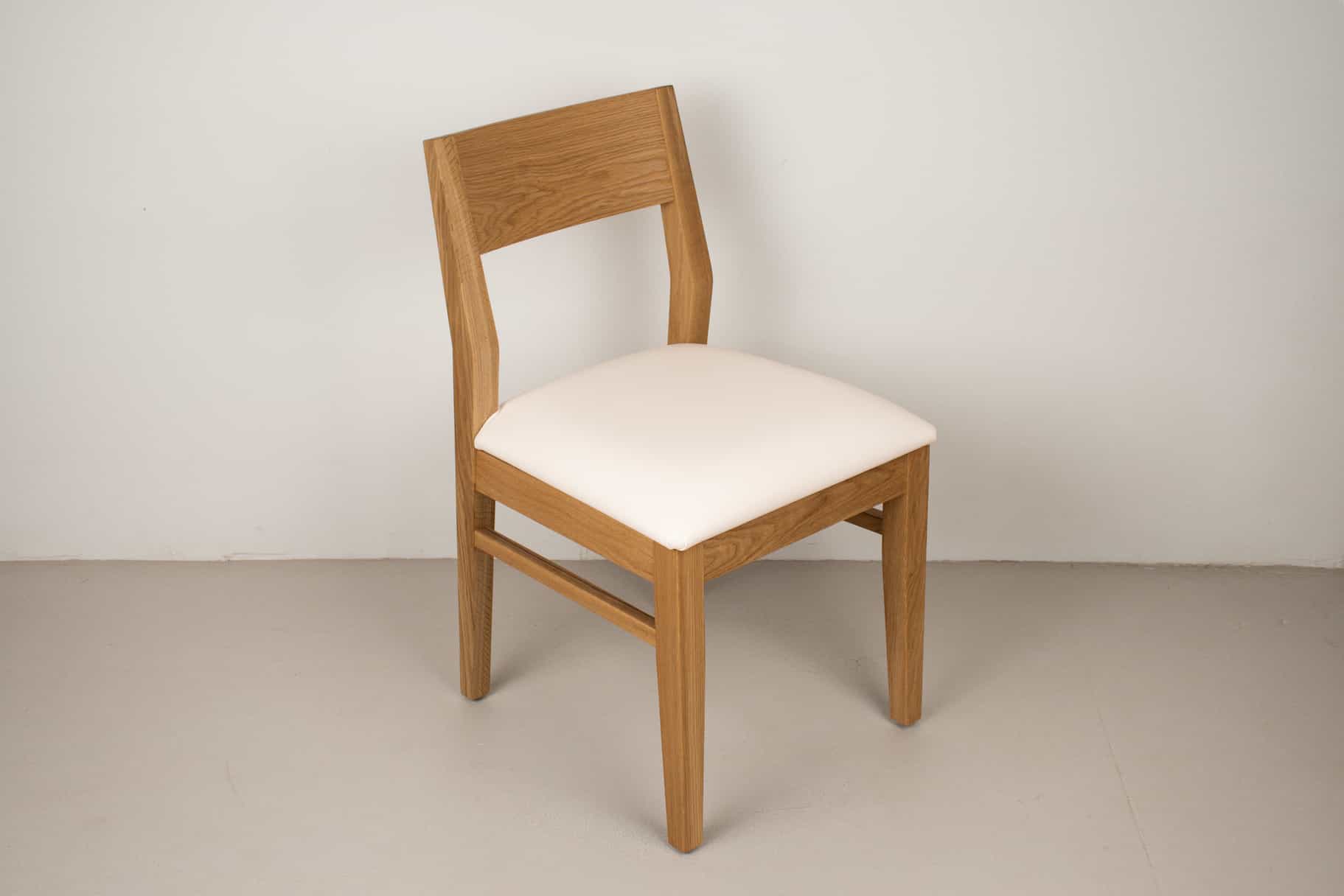 cloud faux leather on natural oak chair
