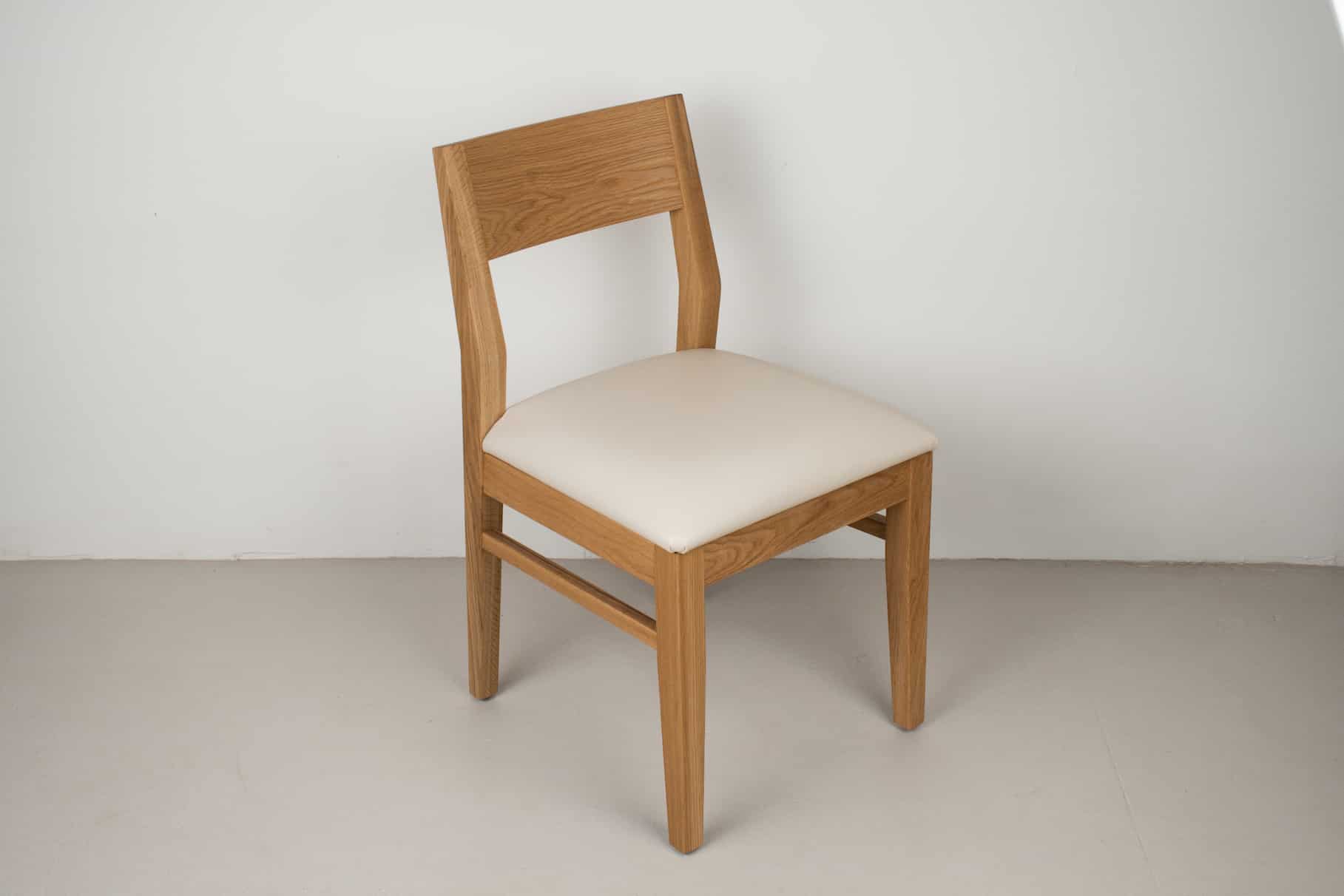 moon leather seat on natural oak chair