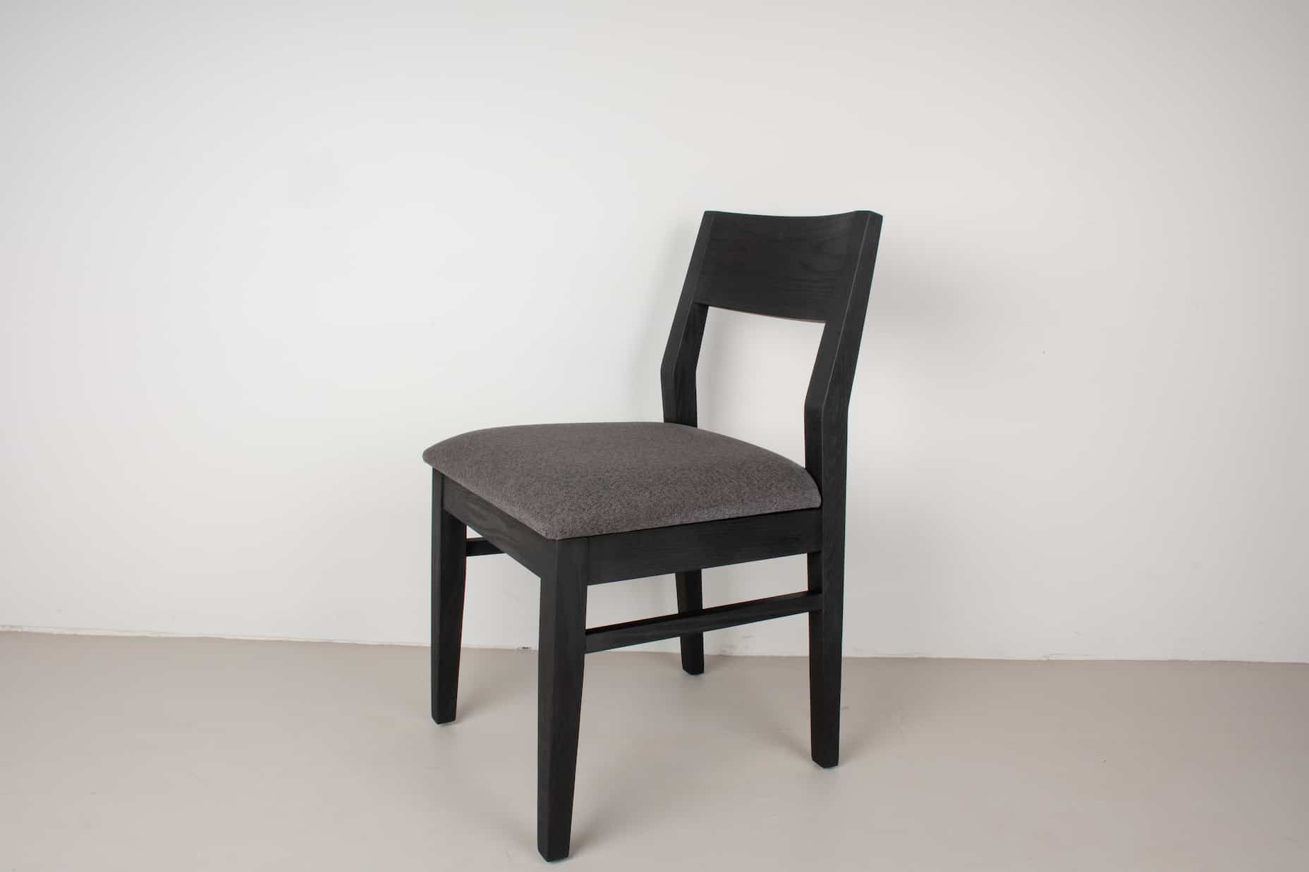 oak Aubrey chair in black with graphite cushion