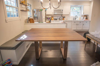 square walnut table on square walnut legs