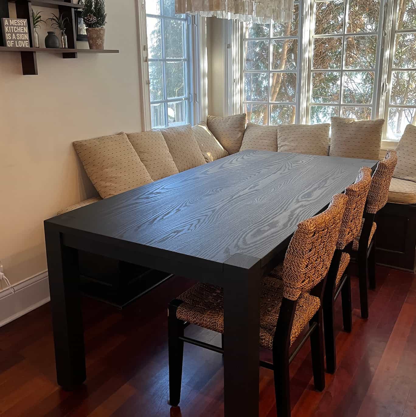 black oak parsons table