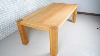 natural oak table on custom parson base