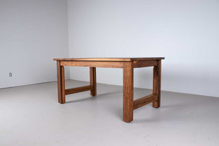 extendable modern farmhouse table on H leg parsons base