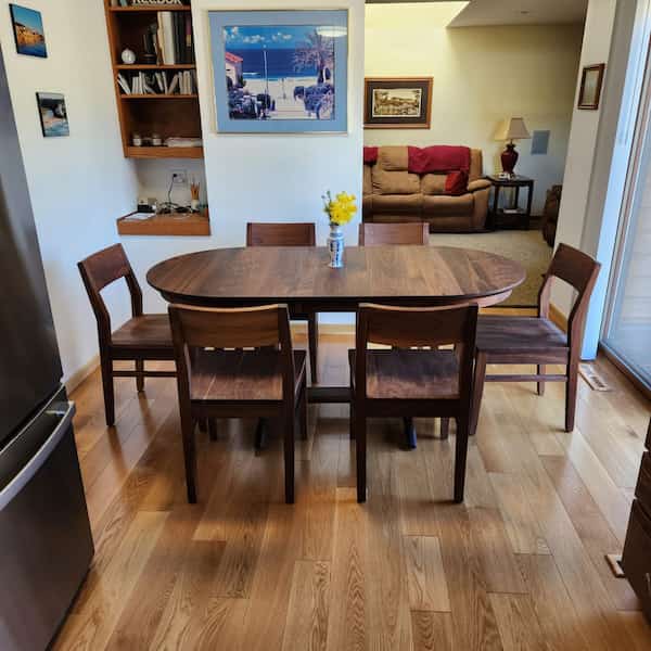 oval dining table and chairs