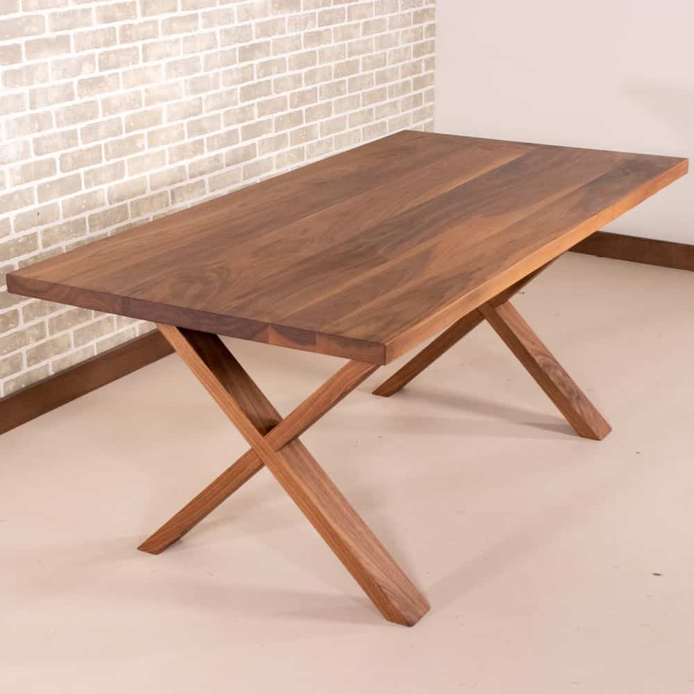walnut kitchen table on walnut X legs