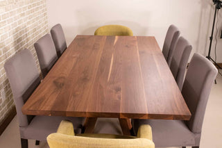 walnut table with bevel edge