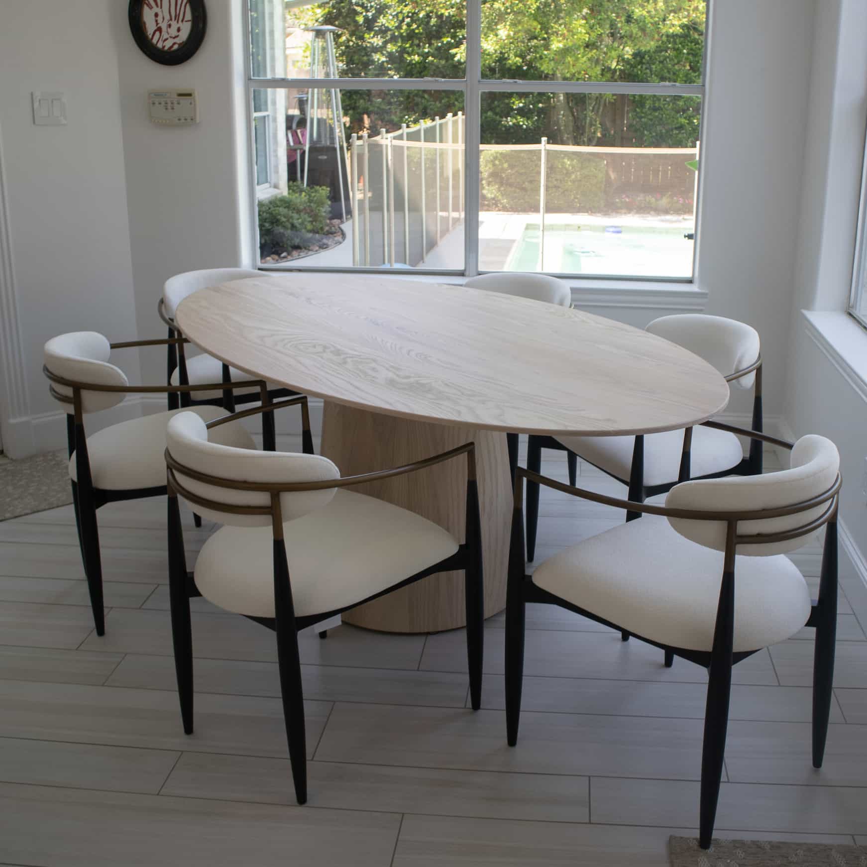 white ash pedestal table