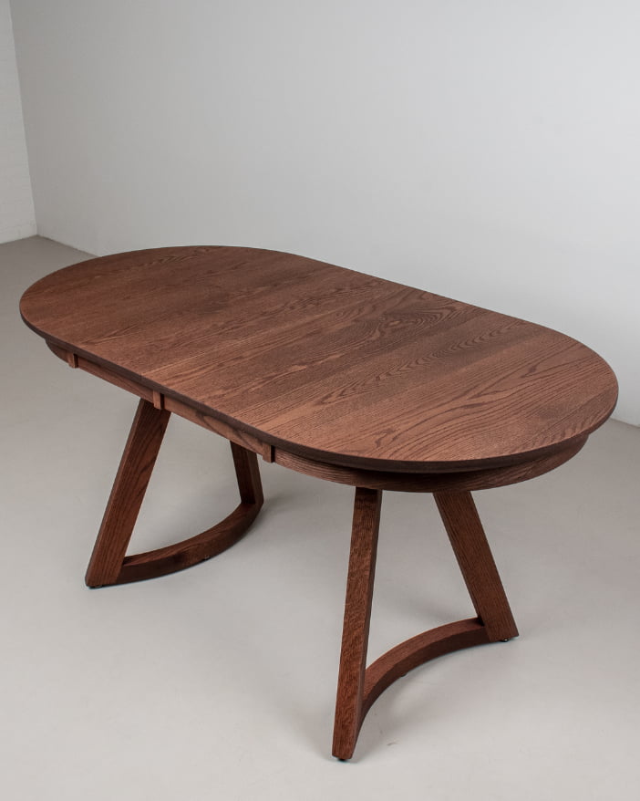 walnut oval center extension table with chairs