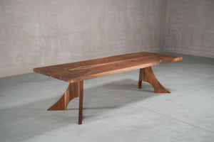 walnut rectangle table on trestle base