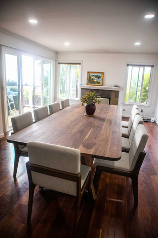 10 foot walnut table on chevron legs