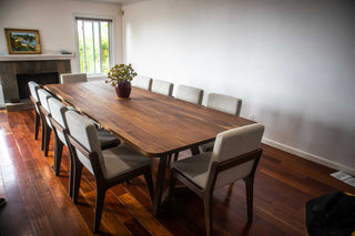 10 foot walnut table on chevron legs