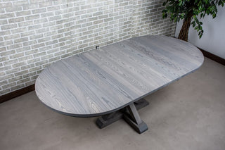 Racetrack Center Extension Dining Table with Pedestal Base