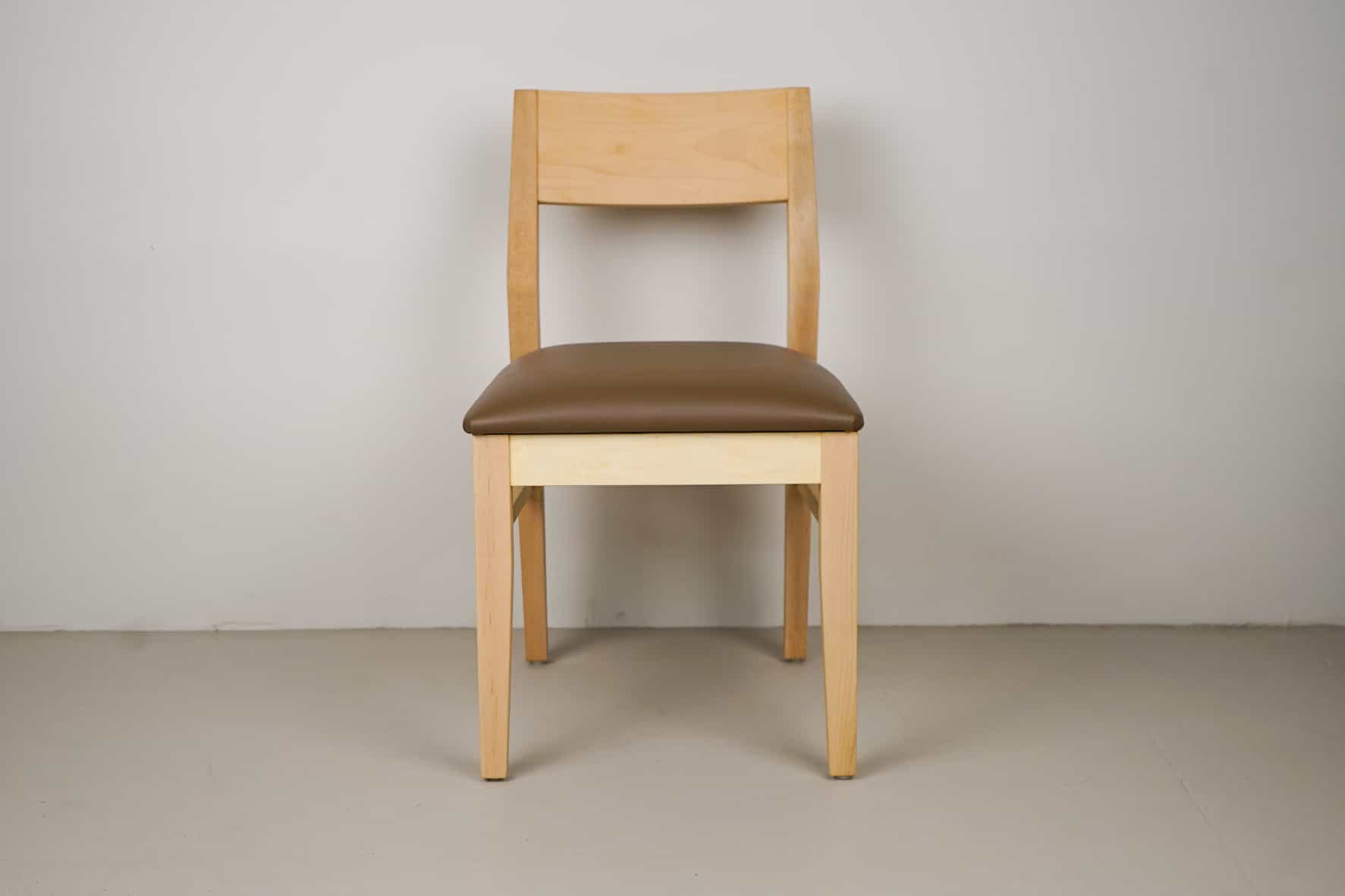 hazelnut leather seat on natural maple chiar