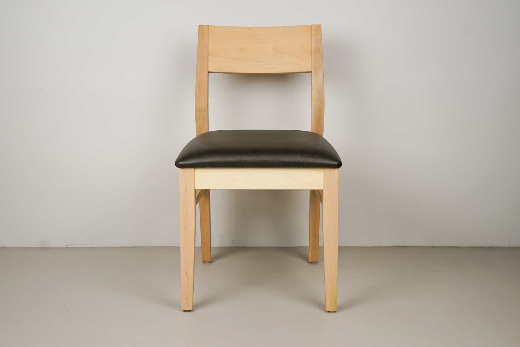 pepper faux leather seat on natural maple chair
