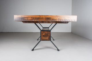 Bragg Rustic Industrial Trestle Table with Leaves