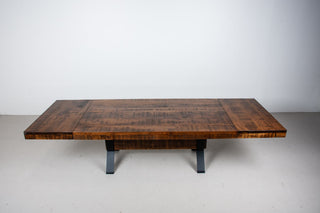 Bragg Rustic Industrial Trestle Table with Leaves
