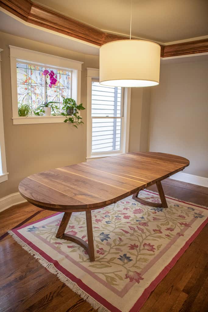 oval Walnut extendable table 42x80 with 1-12