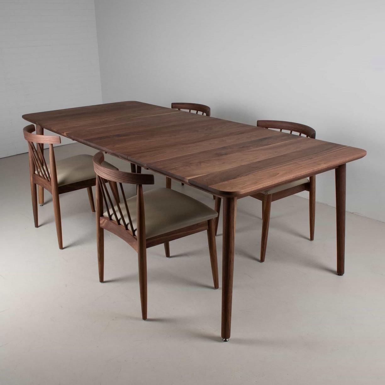 walnut extension table and chairs