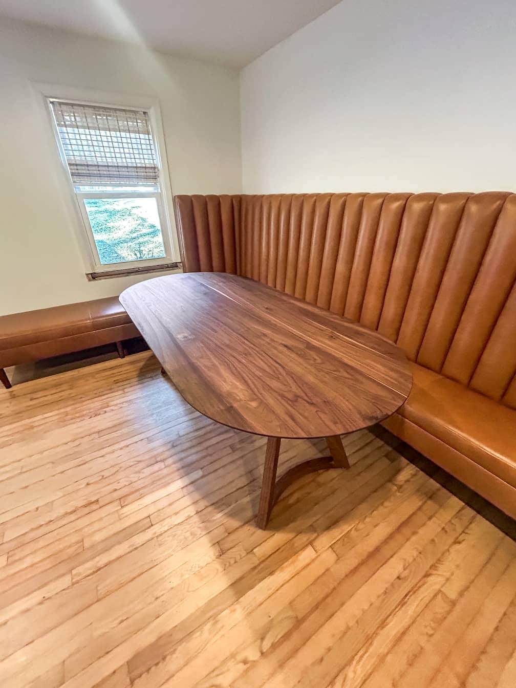 racetrack oval walnut table 