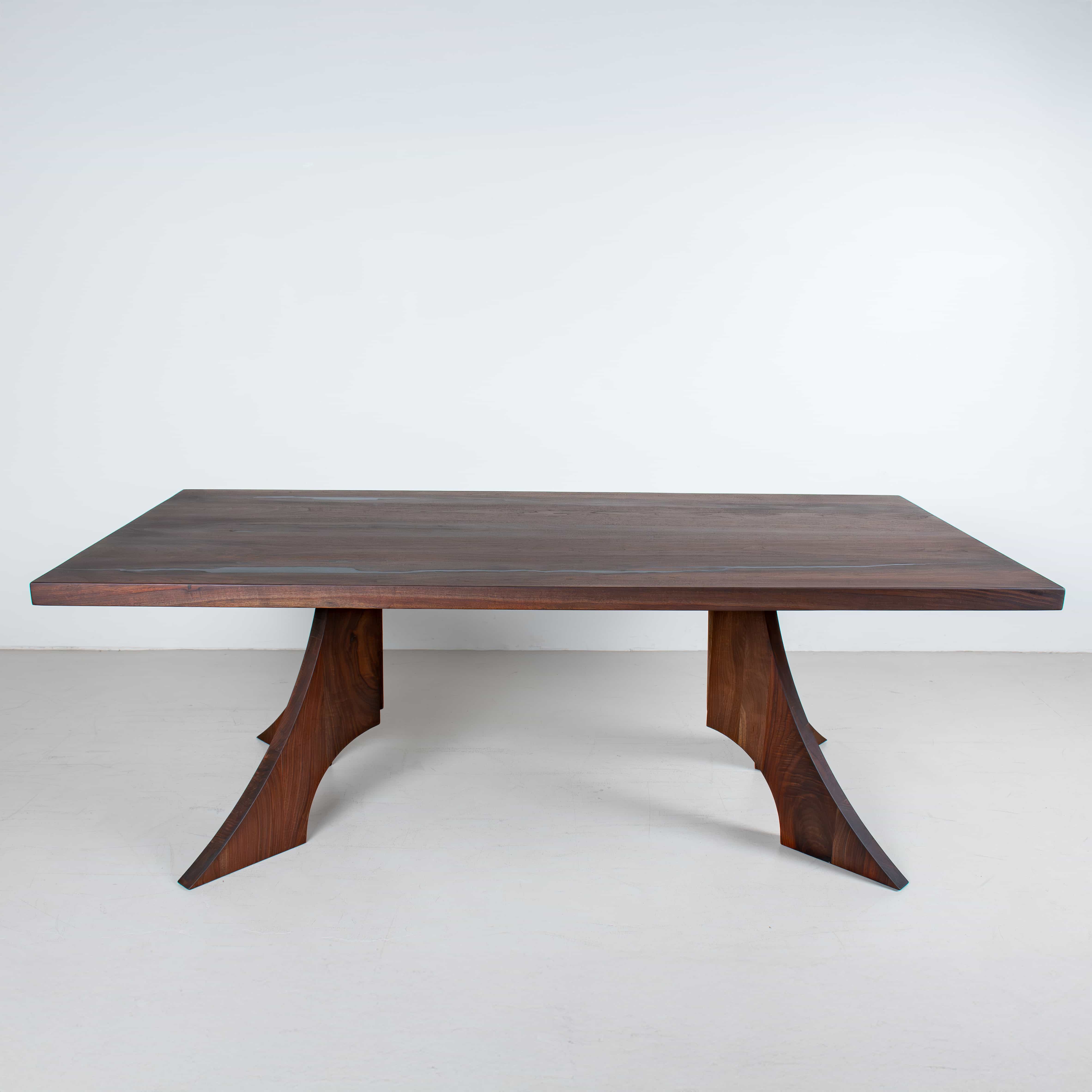 walnut rectangle bookmatch dining table