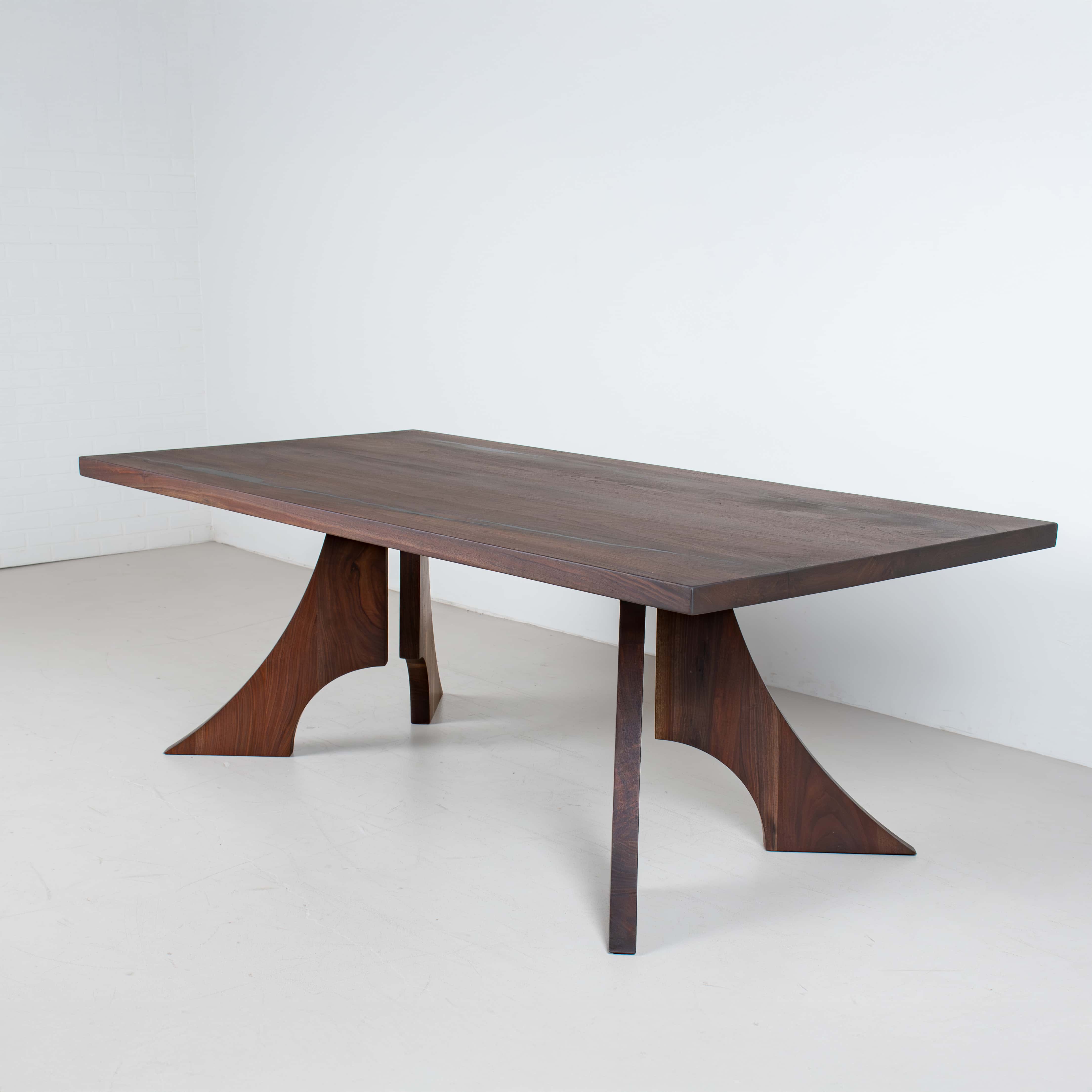 walnut rectangle bookmatch dining table