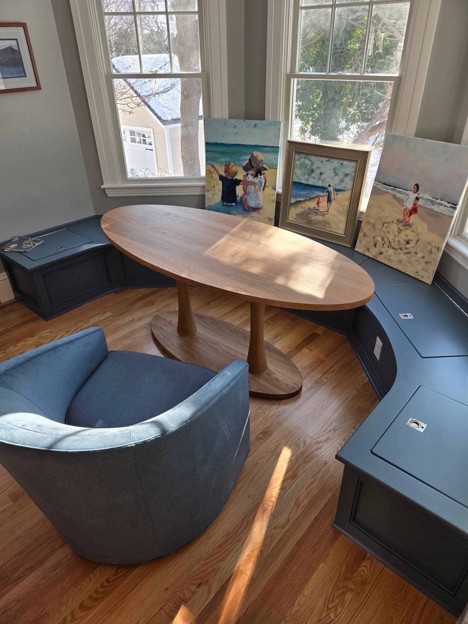 elliptical oval Maple Jarvis table in Pure D