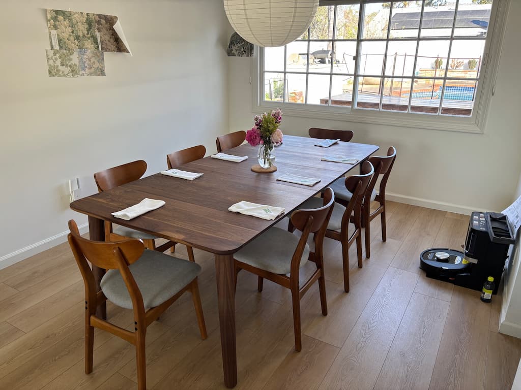 extended Walnut PInette table in Pure D