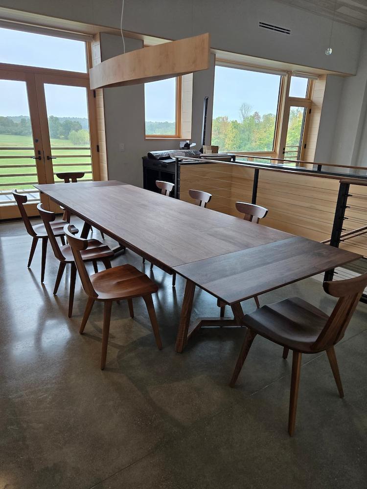 extended Walnut Fundy table in Pure D