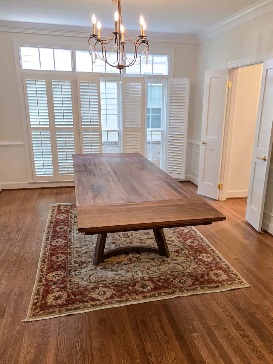 large rectangular end extension table in walnut
