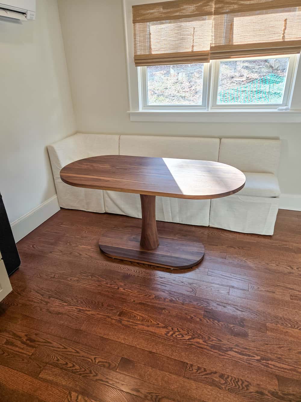 walnut pedestal dining table