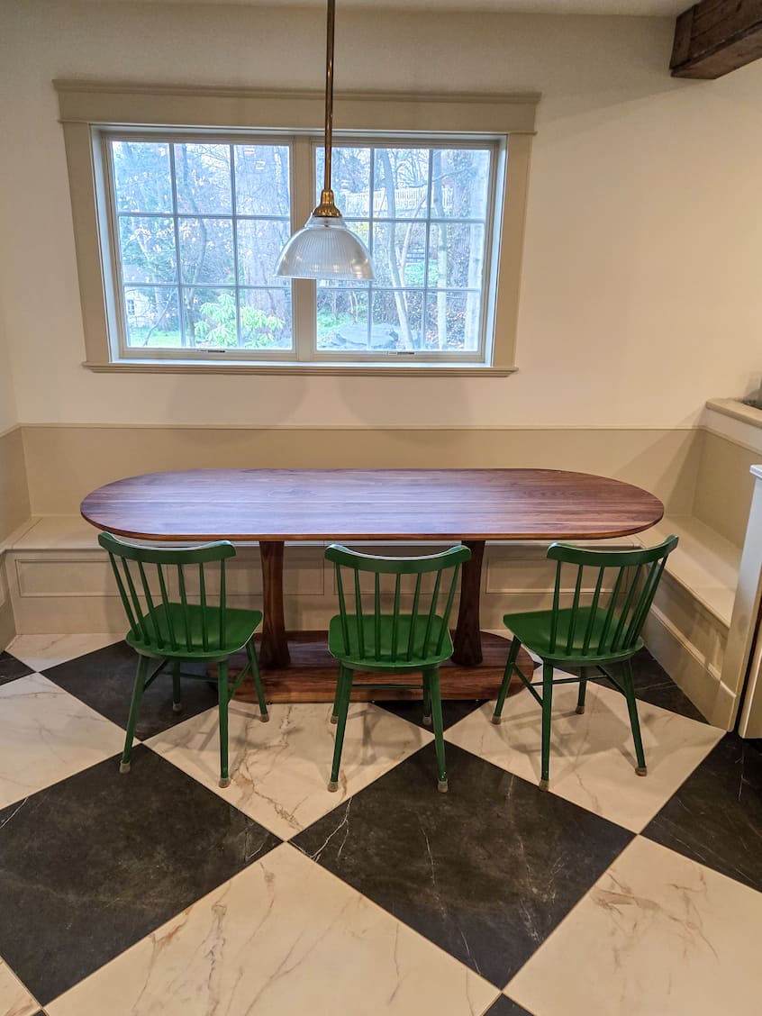 oval double pedestal walnut table
