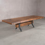 extended rustic maple trestle table finished in cinnamon; 42