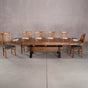 extended rustic maple trestle table finished in cinnamon; 42